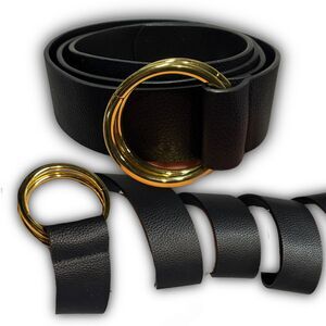 B-Low The Belt black vegan leather statement belt with gold ring buckle
